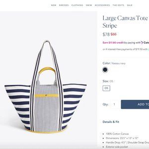 Draper James Large Canvas Tote in Awning Stripe